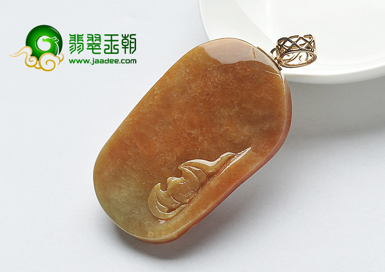 糯冰种红黄翡缅甸翡翠A货观音头挂件