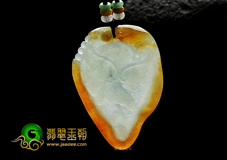 冰种褐黄翡缅甸翡翠A货大展鸿图挂件
