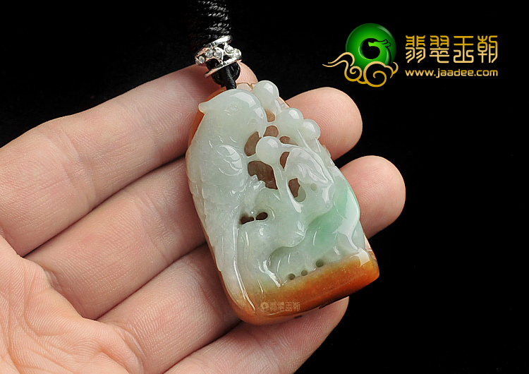 糯冰种三彩缅甸翡翠A货鹦鹉挂件