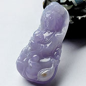 糯冰种紫罗兰缅甸翡翠A货送子观音挂件