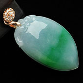 (超值推荐)糯冰种飘翠缅甸翡翠A货福瓜挂件