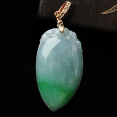 糯冰种飘翠缅甸翡翠A货福瓜挂件