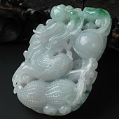 糯冰种飘花缅甸翡翠A货生意兴隆挂件