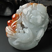 糯冰种褐红翡晴水缅甸翡翠A货花开富贵挂件