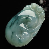 糯冰种飘花缅甸翡翠A货如意挂件