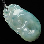 糯冰种飘花缅甸翡翠A货如意挂件