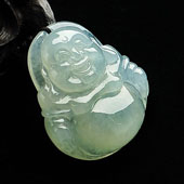 冰种晴水缅甸翡翠A货玉佛挂件