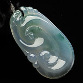 冰种淡紫罗兰飘花缅甸翡翠A货如意挂件