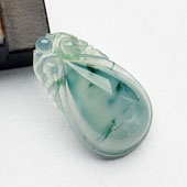 冰种飘花缅甸翡翠A货双龙如意挂件