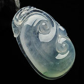 冰种略飘花缅甸翡翠A货如意挂件