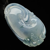 冰种略飘花缅甸翡翠A货如意挂件