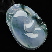 冰种淡紫罗兰飘花缅甸翡翠A货如意挂件