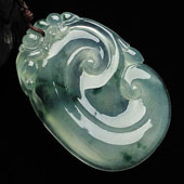 冰种飘花缅甸翡翠A货如意挂件