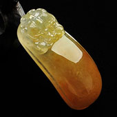 冰种红黄翡缅甸翡翠A货龙头如意挂件