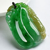 糯冰种黄加绿缅甸翡翠A货福瓜挂件