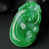 糯冰种翠色缅甸翡翠A货如意挂件