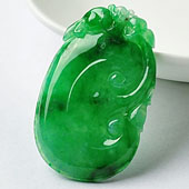 糯冰种翠色缅甸翡翠A货如意挂件