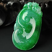 糯冰种翠色缅甸翡翠A货如意挂件