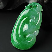 糯冰种翠色缅甸翡翠A货如意挂件
