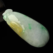 糯冰种黄加绿缅甸翡翠A货福瓜挂件