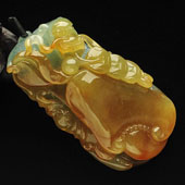 糯冰种晴水褐黄翡缅甸翡翠A货貔貅如意挂件