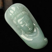 糯冰种晴水缅甸翡翠A货观音头挂件