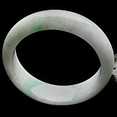 糯冰种淡春带彩缅甸翡翠A货手镯(59.2mm)