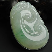 糯冰种略飘翠缅甸翡翠A货如意挂件