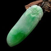 糯冰种飘翠缅甸翡翠A货福瓜挂件