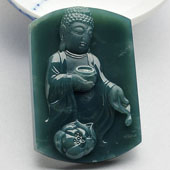 冰种蓝水缅甸翡翠A货释迦牟尼挂件