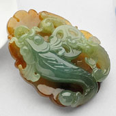 糯冰种晴水褐黄翡缅甸翡翠A货年年有余挂件