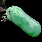 糯冰种飘翠缅甸翡翠A货福瓜挂件