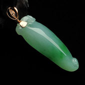 糯冰种飘花缅甸翡翠A货福瓜挂件