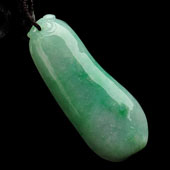 糯冰种飘花缅甸翡翠A货福瓜挂件