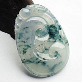 冰玻种飘花缅甸翡翠A货如意挂件