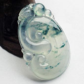 冰玻种飘花缅甸翡翠A货如意挂件