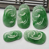 冰种飘花缅甸翡翠A货如意挂件(一批走)