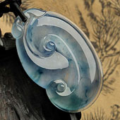 冰玻种飘花缅甸翡翠A货如意挂件