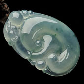 冰种飘花缅甸翡翠A货如意挂件