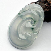 冰种飘花缅甸翡翠A货如意挂件