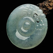 冰种晴水缅甸翡翠A货双龙如意挂件