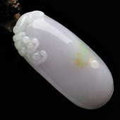 糯冰种淡紫罗兰缅甸翡翠A货福瓜挂件