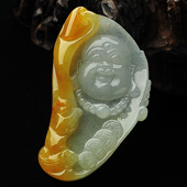 糯冰种晴水褐黄翡缅甸翡翠A货玉佛挂件