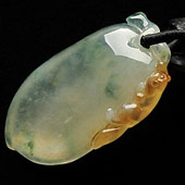 冰种飘花带黄翡缅甸翡翠A货福瓜挂件