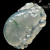 冰种飘花缅甸翡翠A货福瓜挂件