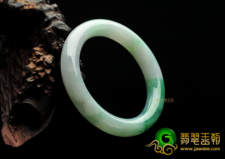 糯冰种飘花缅甸翡翠A货圆条手镯(54mm)