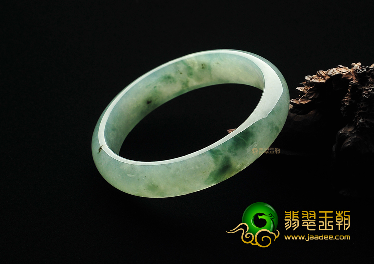 冰种飘花缅甸翡翠A货手镯(59.6mm)