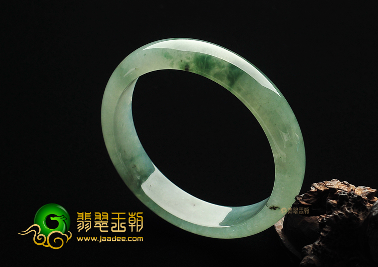 冰种飘花缅甸翡翠A货手镯(59.6mm)