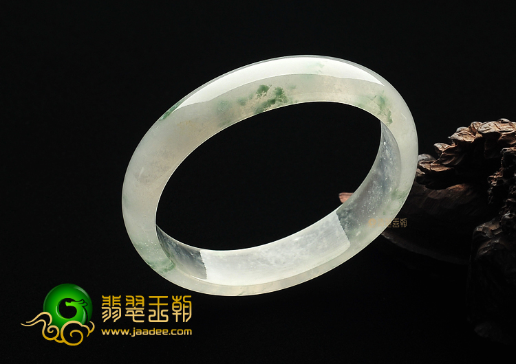 冰种飘花缅甸翡翠A货贵妃镯(52.9mm-44.6mm)
