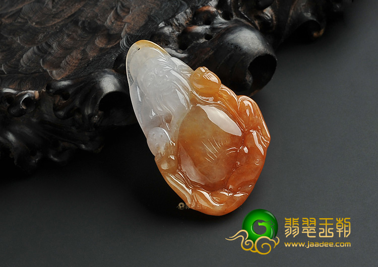 糯冰种红黄翡缅甸翡翠A货财神挂件